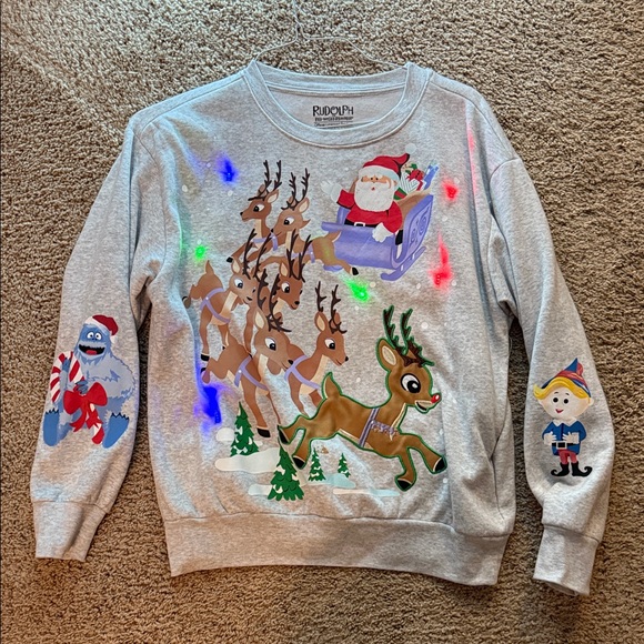 Rudolph Christmas Sweatshirt with Santa and Reindeer - Picture 1 of 4
